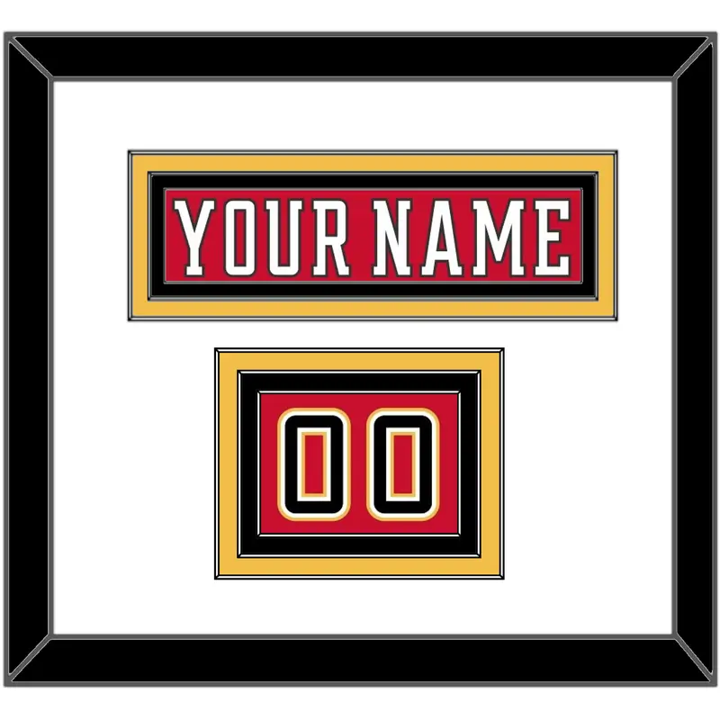 Calgary Nameplate & Number (Shoulder) - Home Red (2017-2020) - Triple Mat 1