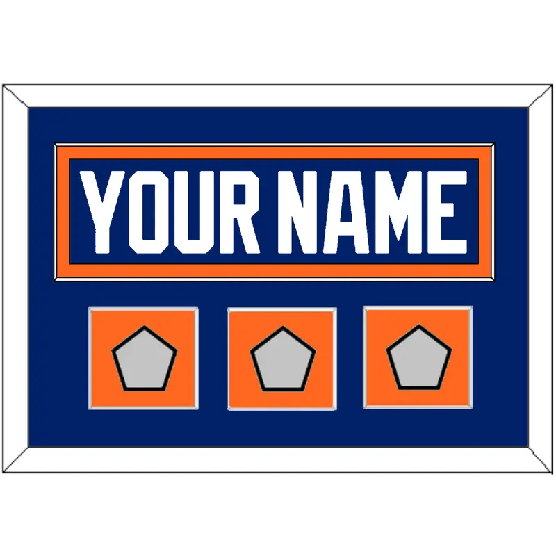 Edmonton Nameplate & 3 Stanley Cup Champions Patches - Road Blue (1981-1994) - Single Mat 2