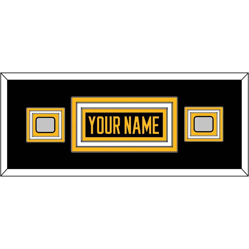 Pittsburgh Nameplate & 2 Stanley Cup Finals Patches - Home Black - Triple Mat 4