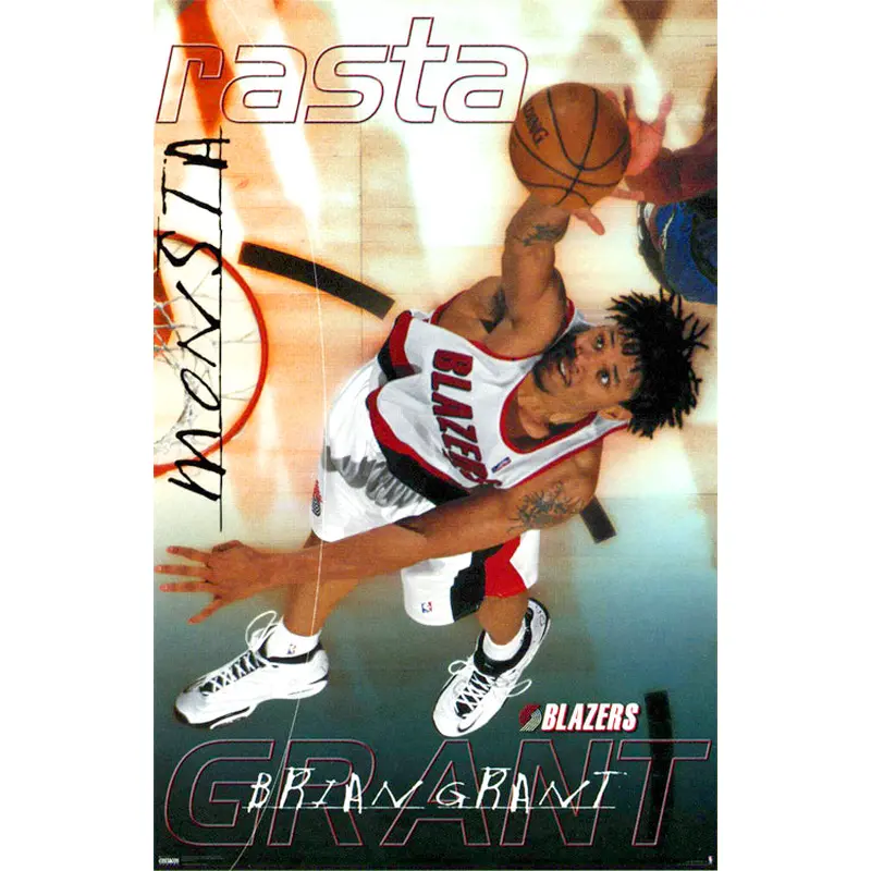 Brian Grant "Rasta Monsta" Portland Trail Blazers NBA Action Poster - Costacos 1999