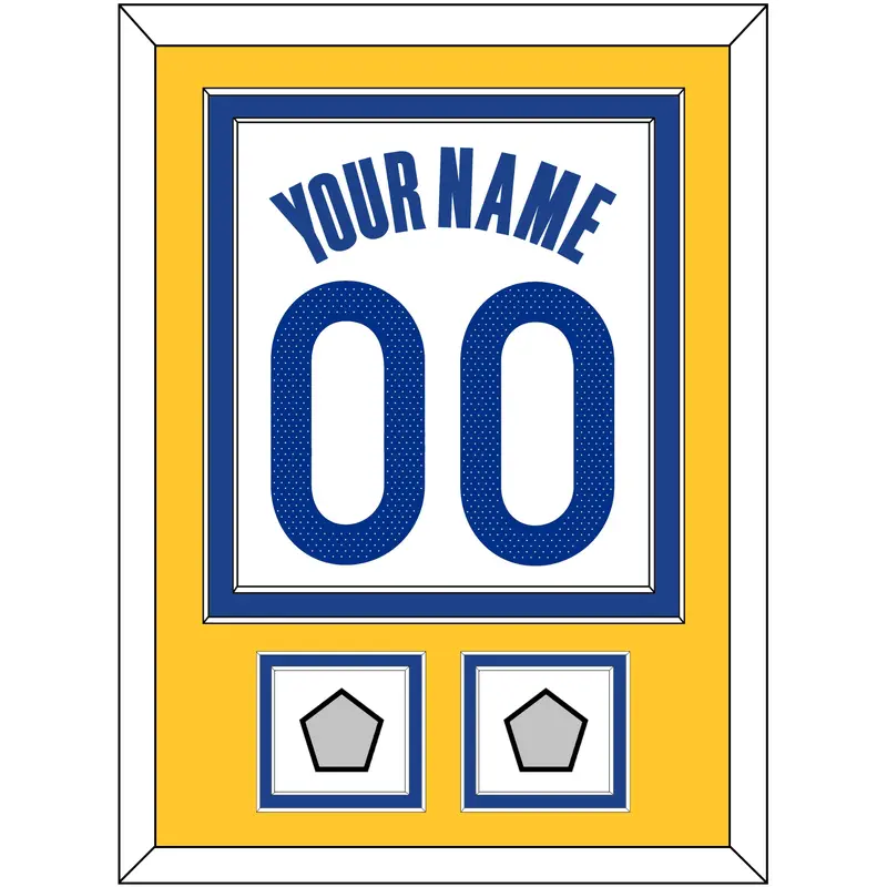Golden State Name & Number With 2 Champions Patches - White Association - Double Mat 3
