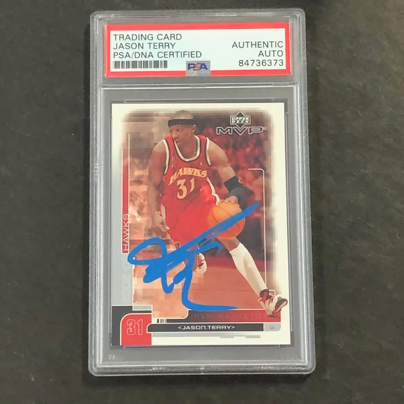 2003 Upper Deck MVP #2 Jason Terry Signed Card AUTO PSA Slabbed Hawks