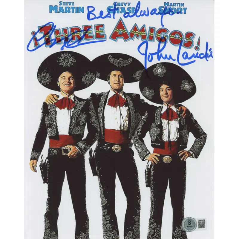 Chevy Chase and John Landis Three Amigos! Signed 8x10 Photo BAS #2W435478