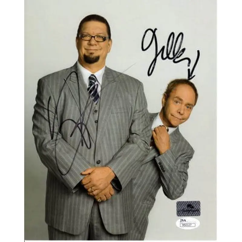 Penn Jillette And Teller Dual Autographed Deluxe Framed 8x10 Photo - JSA