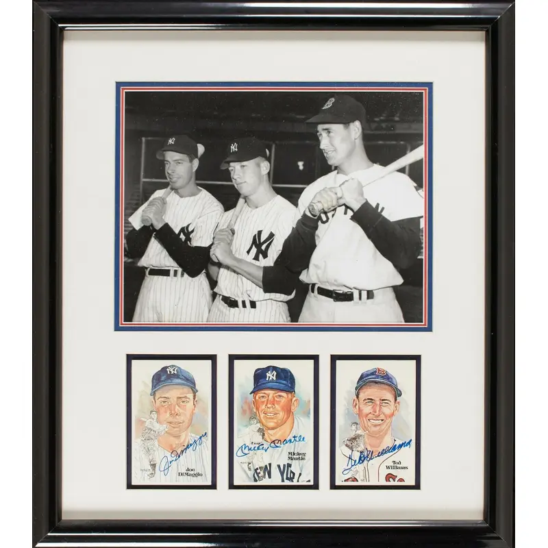 Mickey Mantle Joe Dimaggio Ted Williams Signed Perez Steele Beckett GEM MINT 10