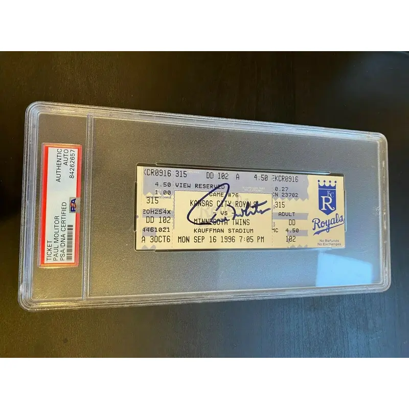 Rare Paul Molitor Signed 3,000 Hit Game Ticket 9-16-1996 PSA DNA Slabbed Auto