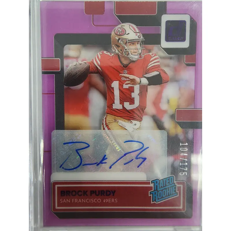 Brock Purdy 2022 Panini Clearly Donruss Pink Auto #104/175