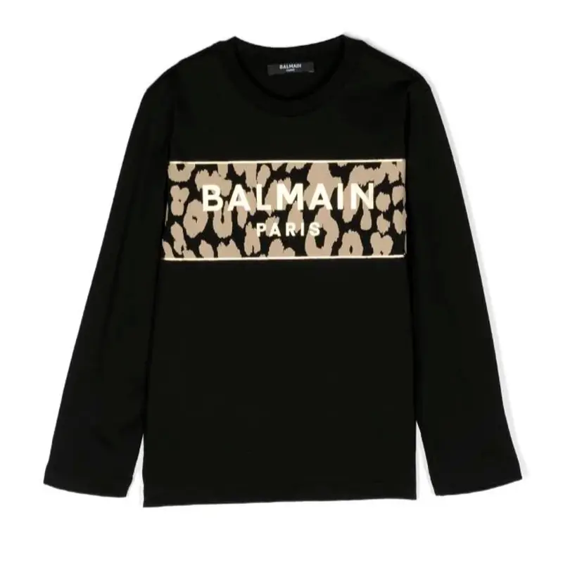 BALMAIN SWEATER GIRLS LS TEE LEOPARD BT8R30 930
