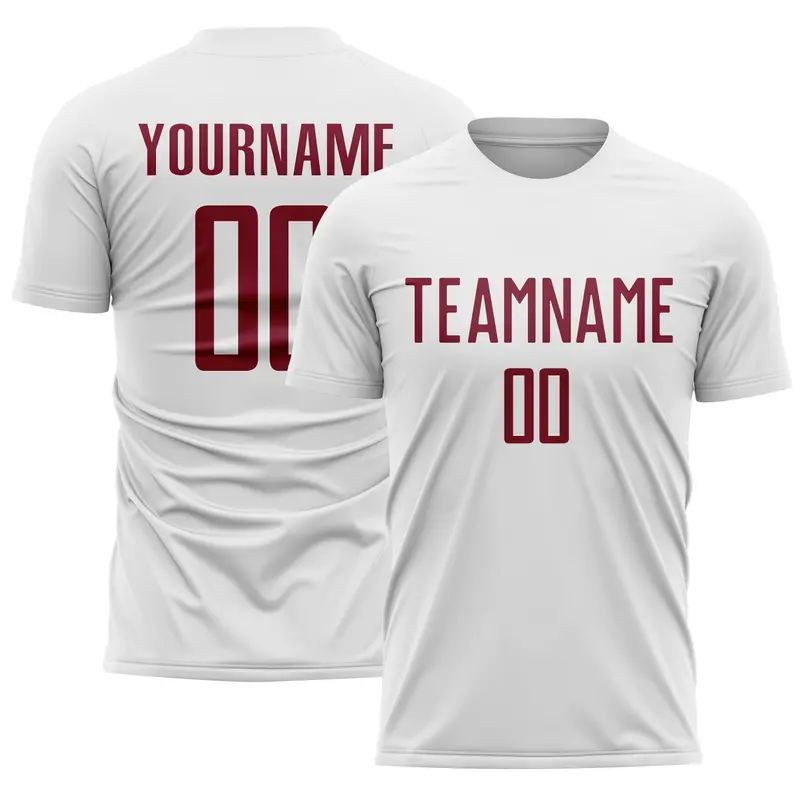 Custom White Crimson Sublimation Soccer Uniform Jersey
