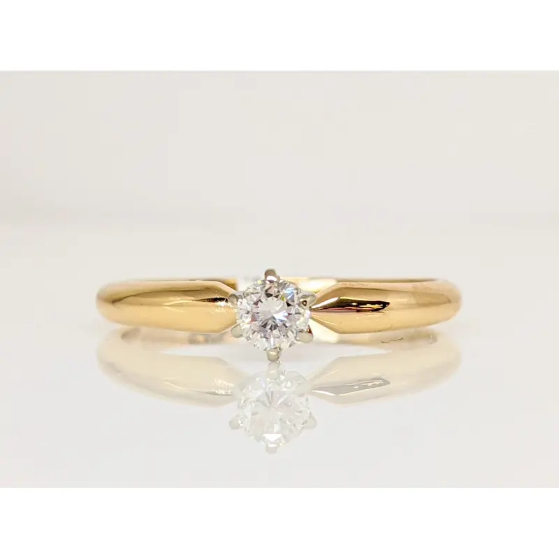 14K .12 CARAT TOTAL I1 G DIAMOND ROUND ESTATE SOLITAIRE RING 2.0 GRAMS