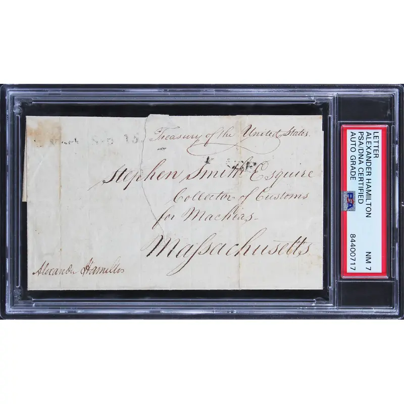 Alexander Hamilton Signed 3x5.25 1789 Free Frank Auto Grade 7 PSA/DNA Slab