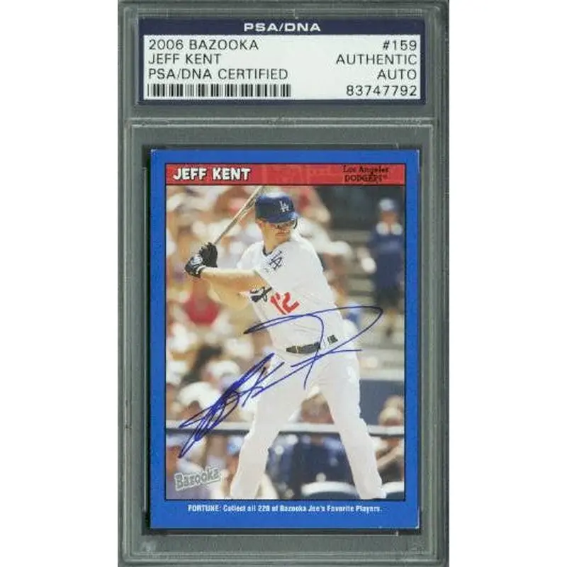 Dodgers Jeff Kent Authentic Signed Card 2006 Bazooka Blue #159 PSA/DNA Slabbed