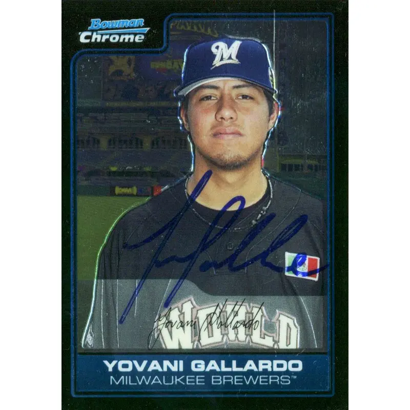 Brewers Yovani Gallardo Authentic Signed Card 2006 Bowman Chrome #FG13 w/ COA