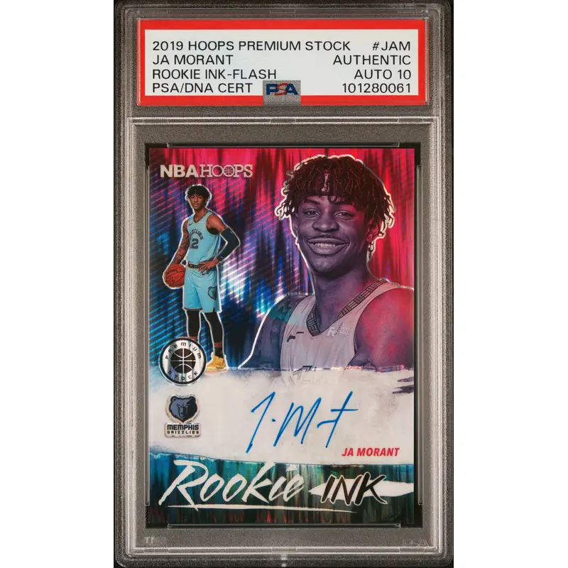 Ja Morant 2019 Hoops PRemium Stock Rookie Ink Flash PSA Auth Auto 10