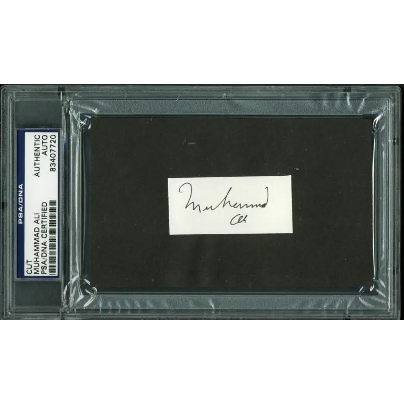 Muhammad Ali Boxing Authentic Signed 1X2.25 Cut Autographed PSA/DNA Slabbed