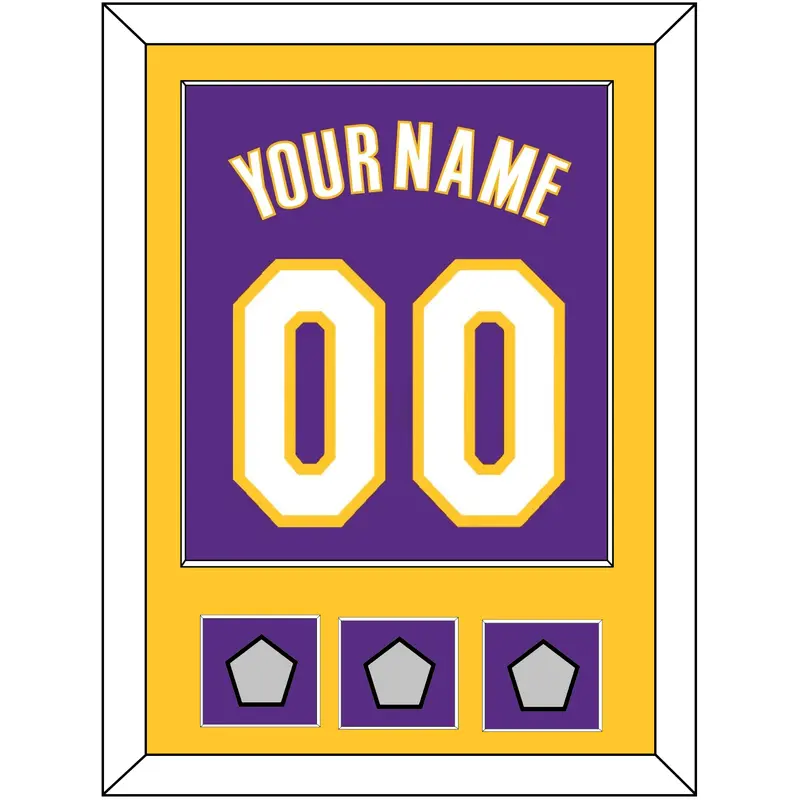 Los Angeles Name & Number With 3 Trophy Patches - Road Purple (1999-2004) - Single Mat 2