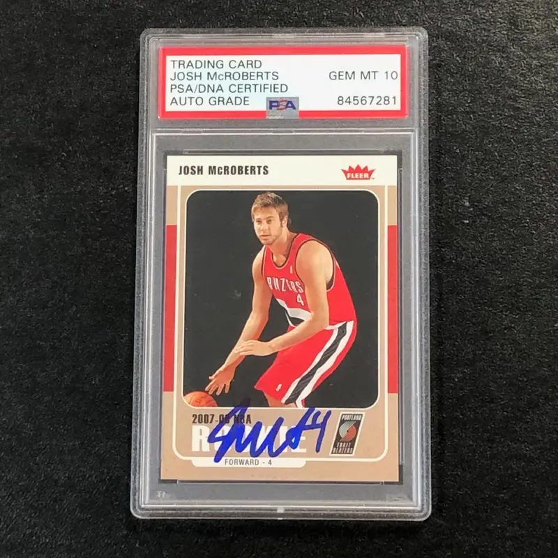 2007-08 Fleer #221 Josh McRoberts Signed Rookie Card AUTO 10 PSA Slabbed RC Blazers