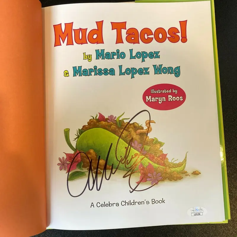 Mario Lopez Signed Autographed Children's Book Mud Tacos! With JSA COA