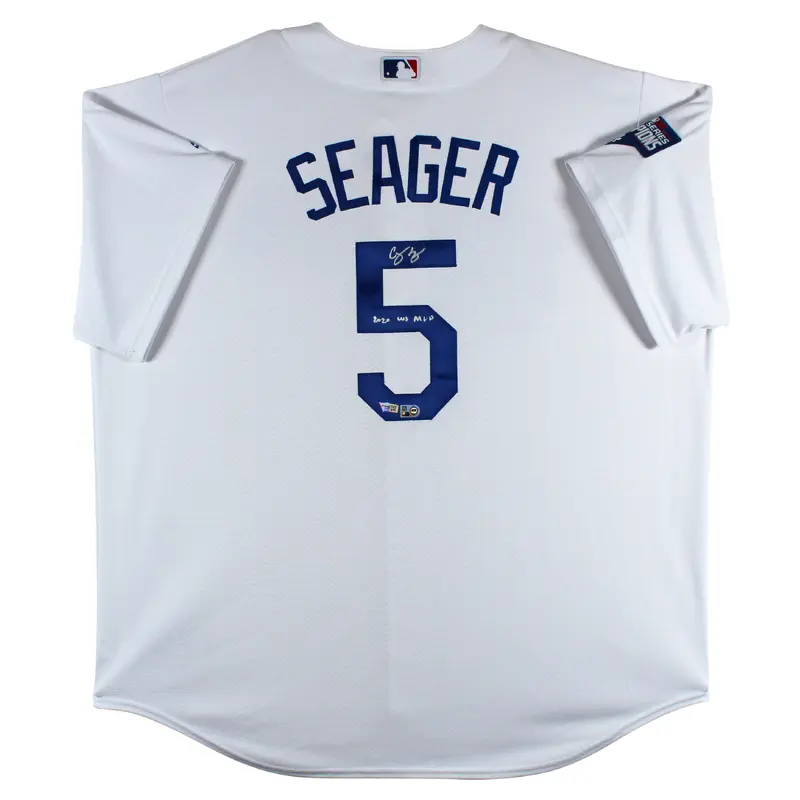 Dodgers Corey Seager "2020 WS MVP" Signed White Majestic Cool Base Jersey Fan