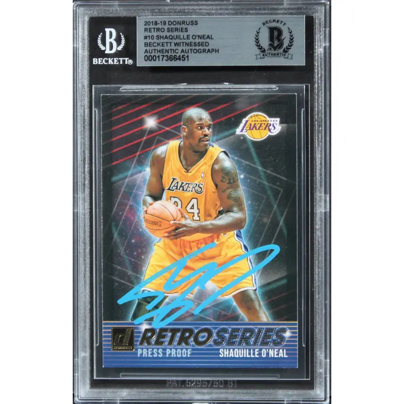 Lakers Shaquille O'Neal Signed 2018 Donruss Retro Series #10 Card BAS Slabbed
