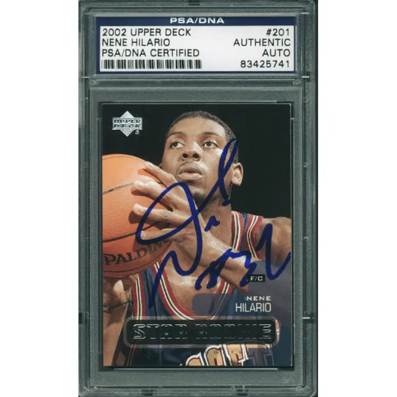 Nuggets Nene Hilario Authentic Signed Card 2002 Upper Deck #201 PSA/DNA Slabbed