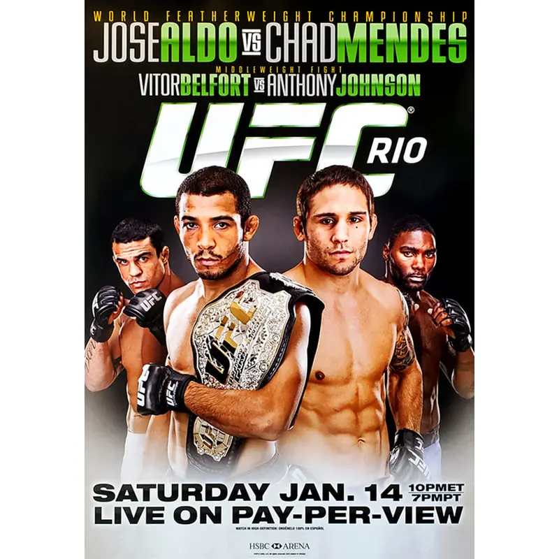 UFC 142 (Aldo vs. Mendes) Official Fight Bill Poster (Rio De Janeiro, Brazil 1/14/2012)