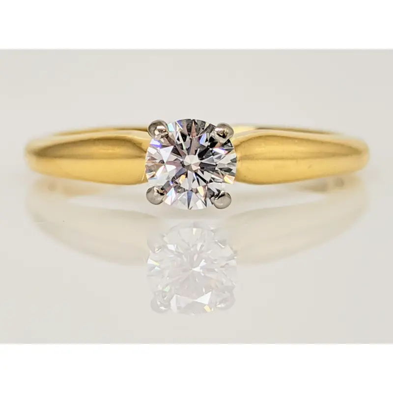 18K .30 CARAT TOTAL VS G DIAMOND ROUND 4-PRONG SOLITAIRE ESTATE RING 2.6 GRAMS