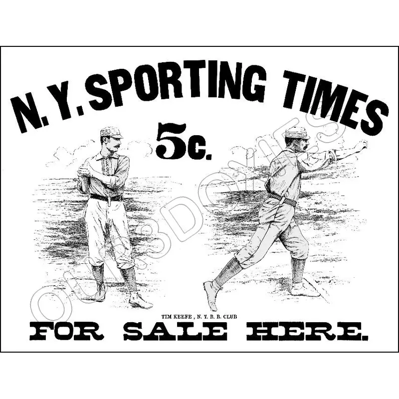 Tim Keefe 1880's NY Sporting Times Store Counter Standup Sign - 1506