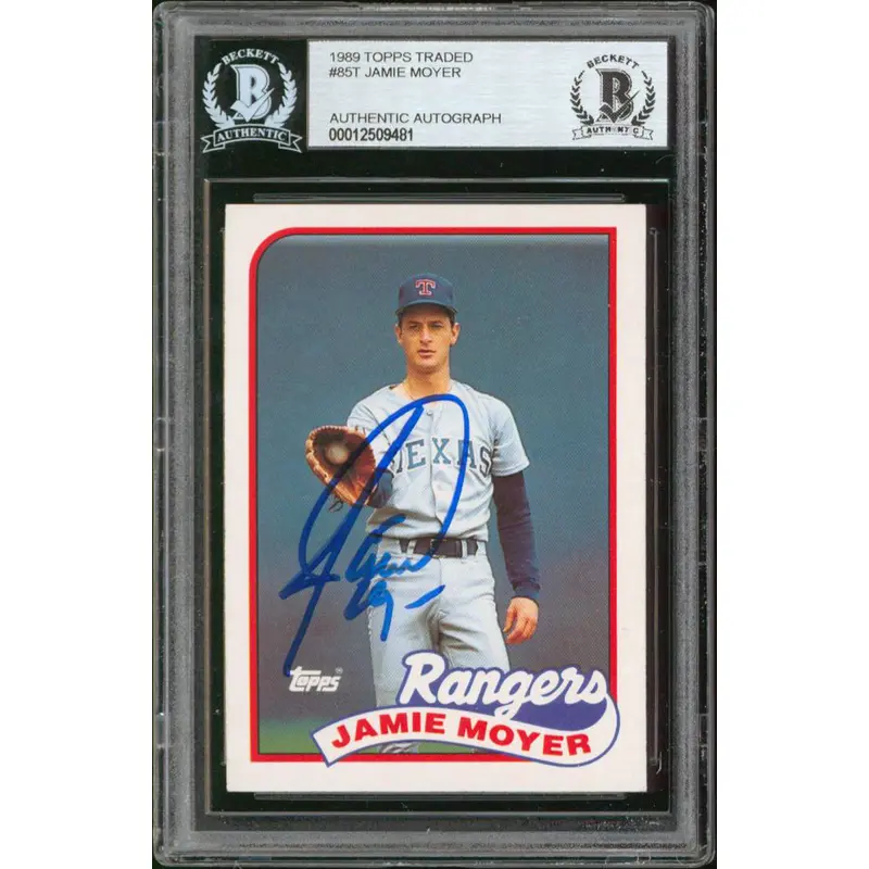 Rangers Jamie Moyer Authentic Signed 1989 Topps Traded #85T Card BAS Slabbed