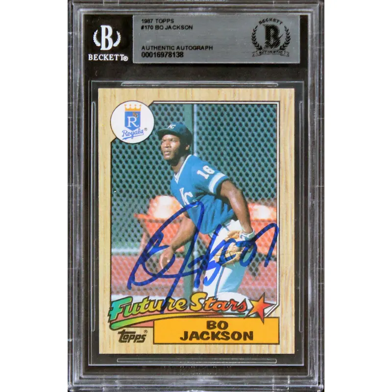 Royals Bo Jackson Authentic Signed 1987 Topps #170 Rookie Card BAS Slabbed