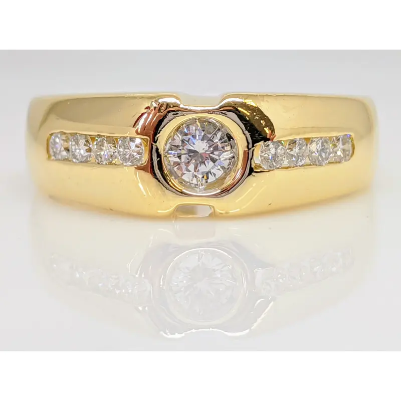 14K .56 CARAT TOTAL WEIGHT SI2 G DIAMOND ROUND (9) ESTATE RING 8.3 GRAMS