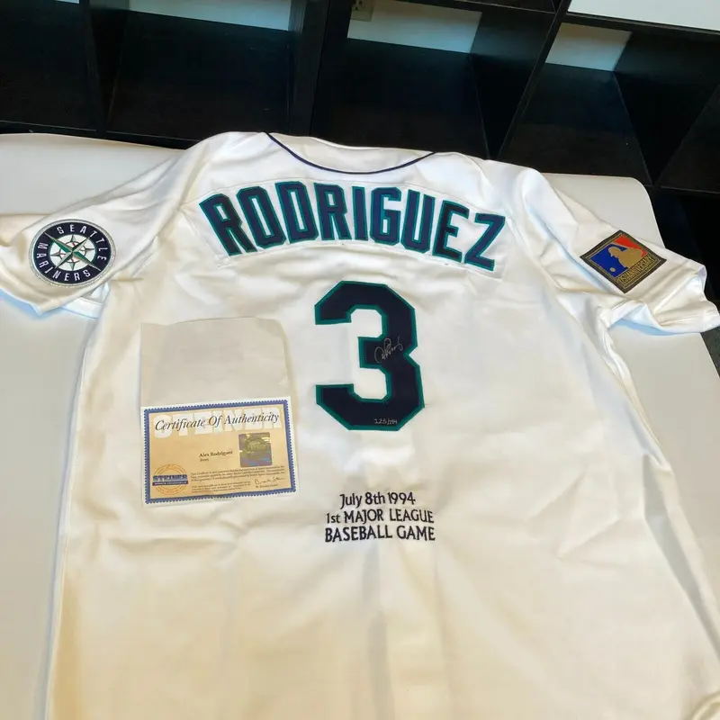 Alex Rodriguez Rookie Signed 1994 Seattle Mariners Game Model Jersey Steiner COA