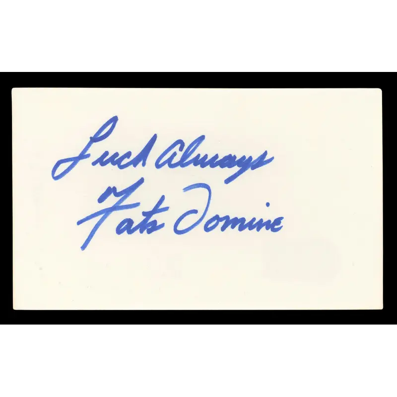 Fats Domino "Luck Always" Authentic Signed 3x5 Index Card BAS #BL96641