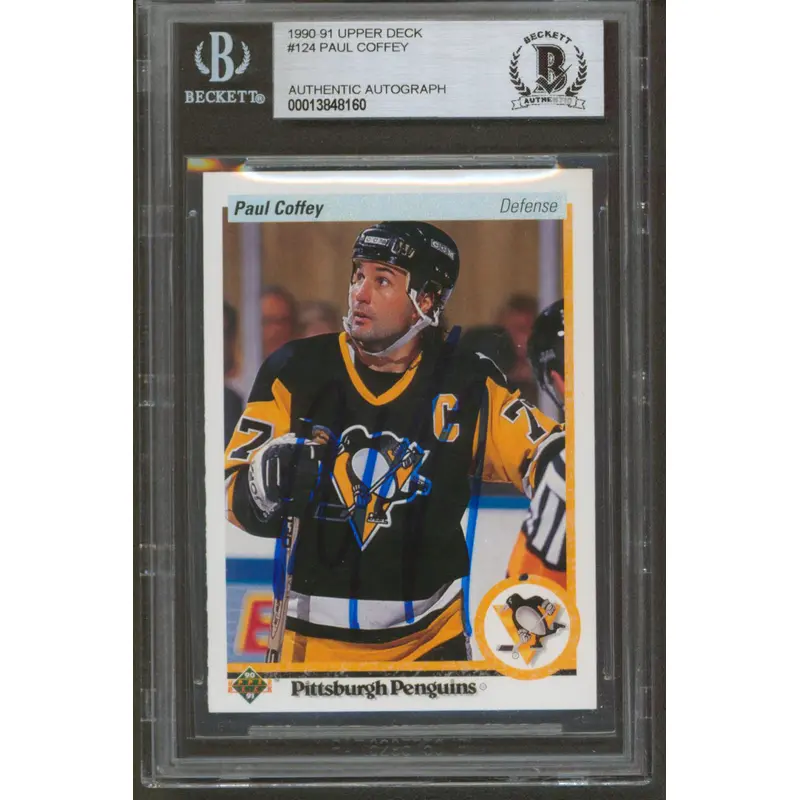 Penguins Paul Coffey Authentic Signed 1990 Upper Deck #124 Card BAS Slabbed