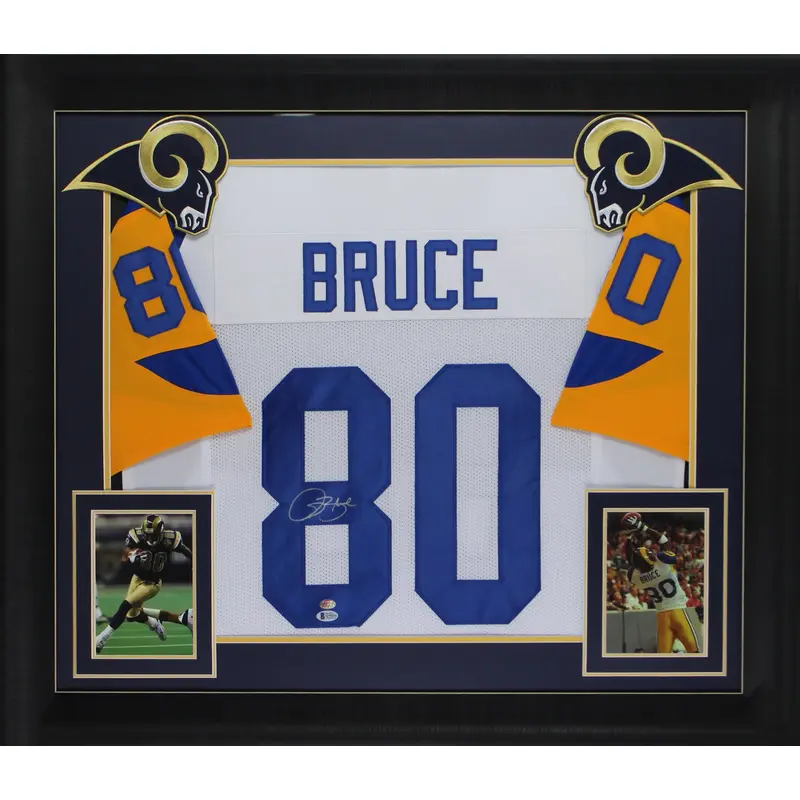 Rams Isaac Bruce Authentic Signed White Framed Jersey Autographed BAS