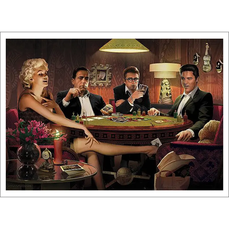 Legends Playing Poker "Four of a Kind" 24x36 Art Print Poster by Chris Consani