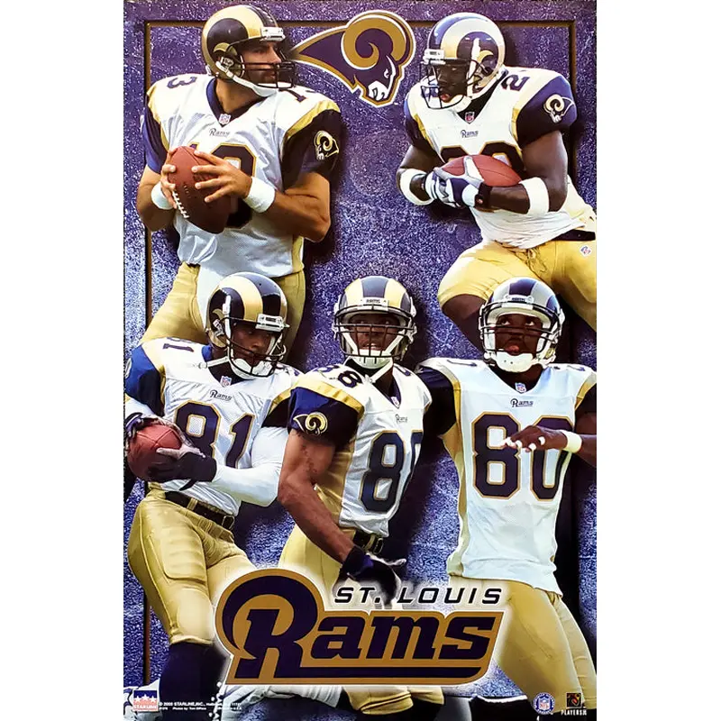 St. Louis Rams "Greatest Show On Turf" 5-Player Action Poster - Starline 2000