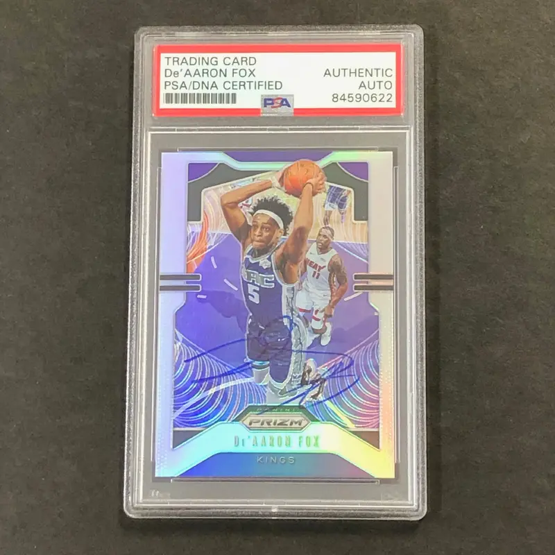 2019-20 Panini Prizm Silver #120 De'Aaron Fox Signed Auto PSA Slabbed Kings