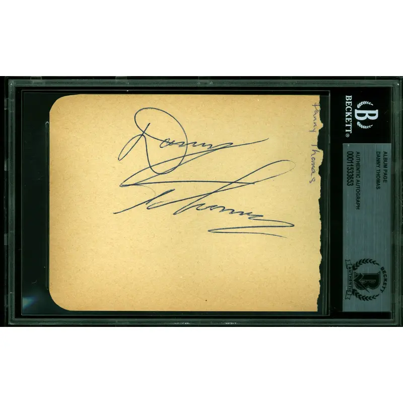 Danny Thomas The Danny Thomas Show Authentic Signed 4x5 Album Page BAS Slabbed