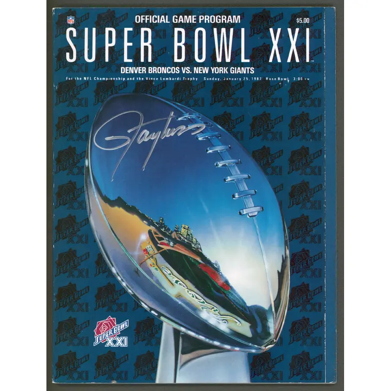 Giants Lawrence Taylor Authentic Signed Super Bowl XXI Program BAS Wit #WR56307