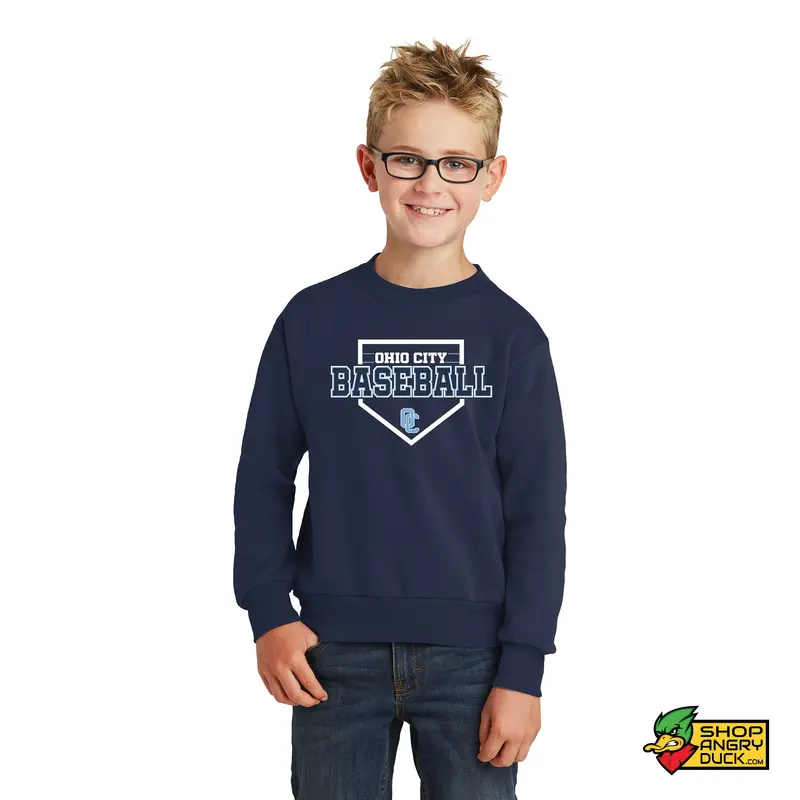 Ohio City Baseball Plate Youth Crewneck Sweatshirt