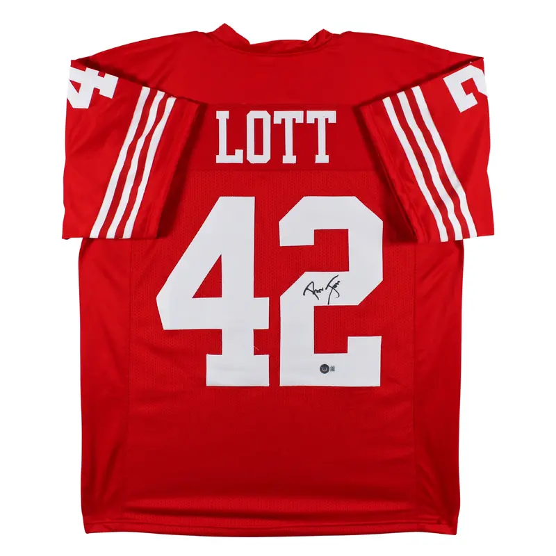 Ronnie Lott Authentic Signed Red Pro Style Jersey Autographed BAS Witnessed
