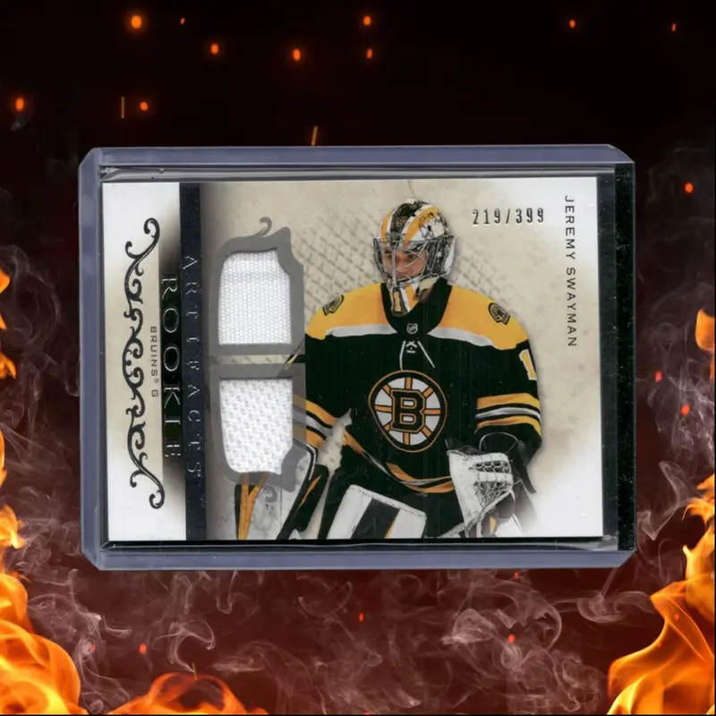 2021-22 Upper Deck Artifacts Jeremy Swayman Dual Jersey Horizontal Rookie