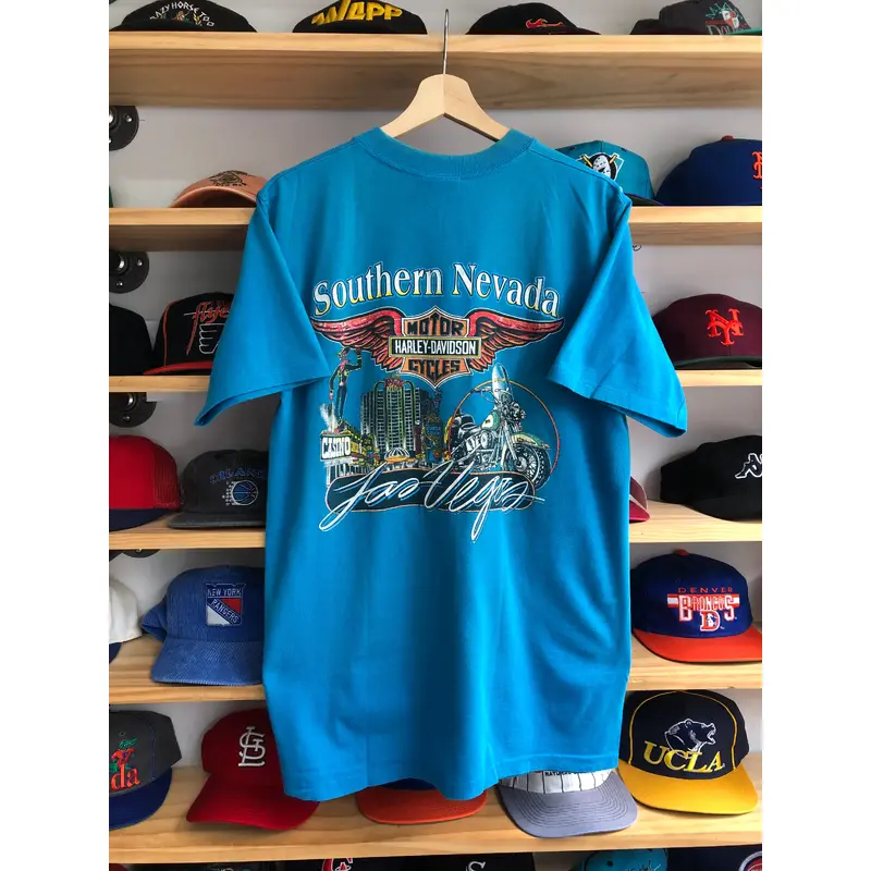 Vintage 1992 Harley Davidson Las Vegas, Nevada Henley Tee Size Large