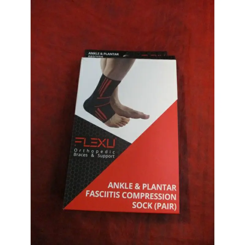 FlexU Ankle & Plantar Fasciitis Compression Sock Pair Adult Size Large