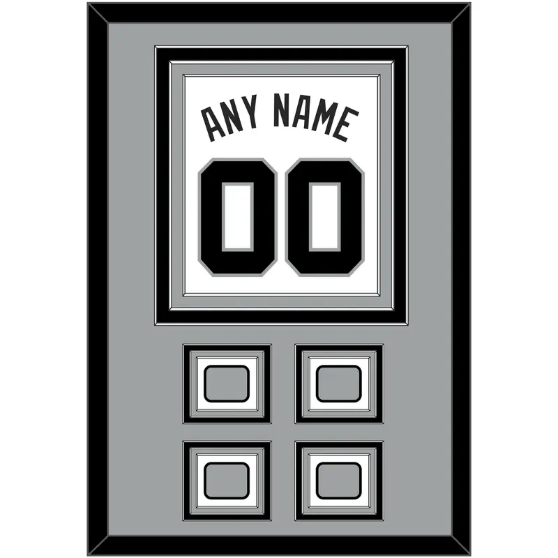 San Antonio Name & Numbers With 4 Finals Patches - Home White (1989-2002) - Triple Mat 3