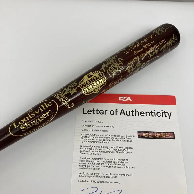 2012 San Francisco Giants World Series Champs Team Signed Baseball Bat PSA DNA