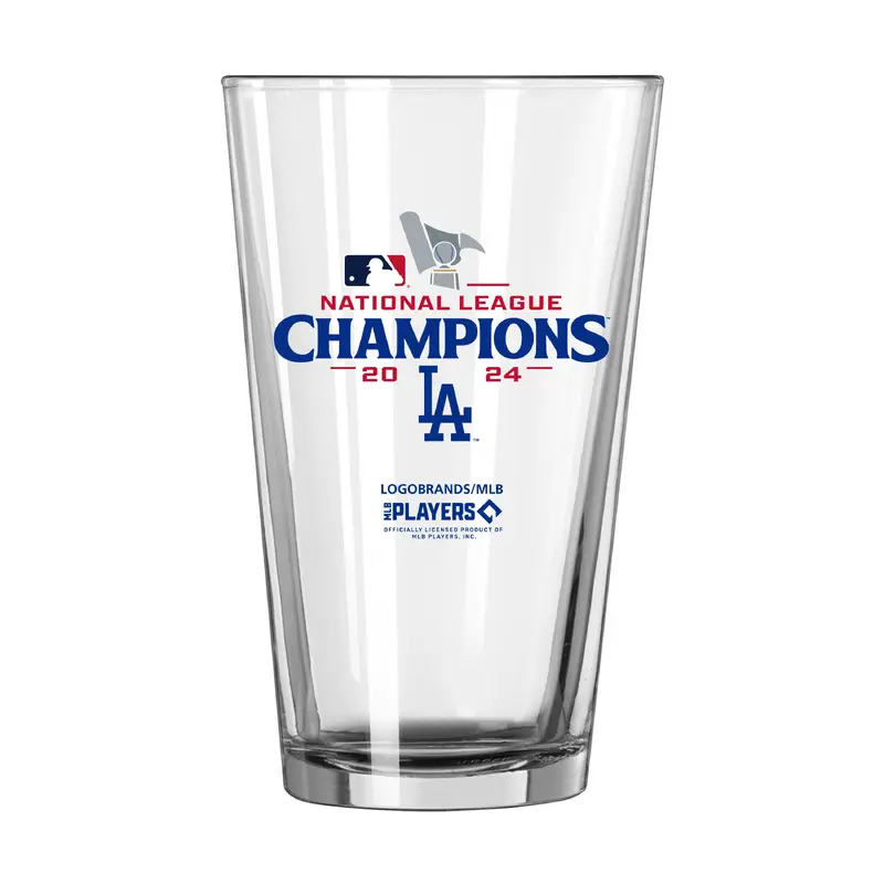 LA Dodgers 2024 National League Champs 16oz Roster Pint Glass