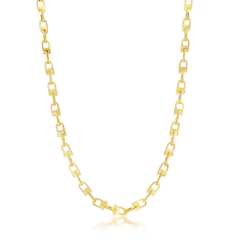 Sterling Silver U-Link Design Necklace - Gold Plated