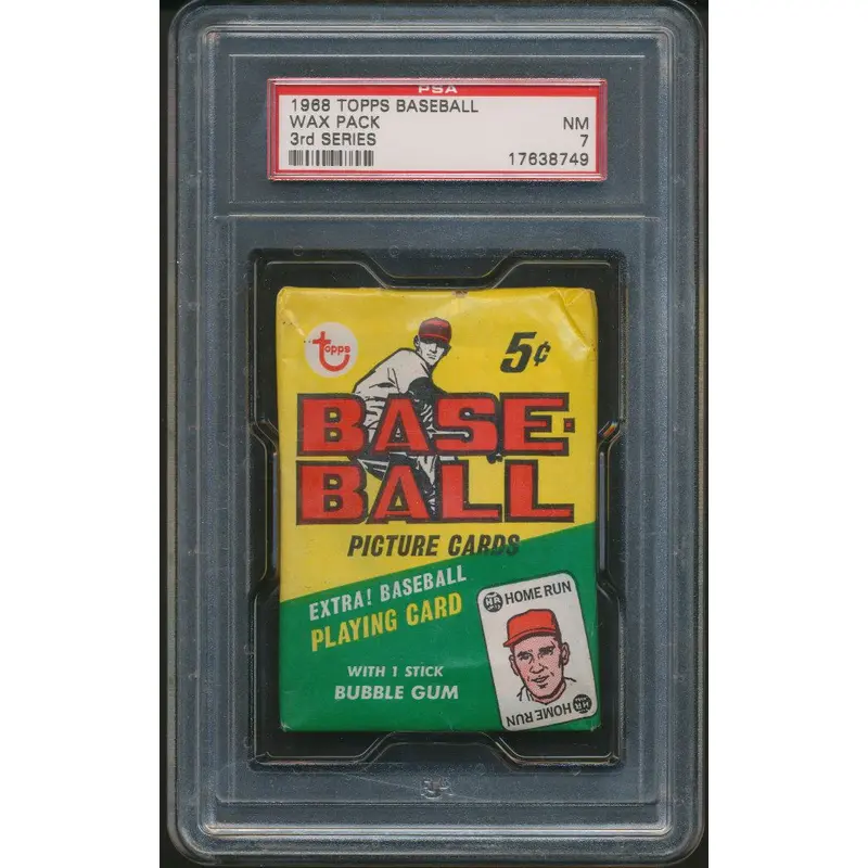 1968 Topps Baseball Unopened 3rd Series Wax Pack PSA 7
